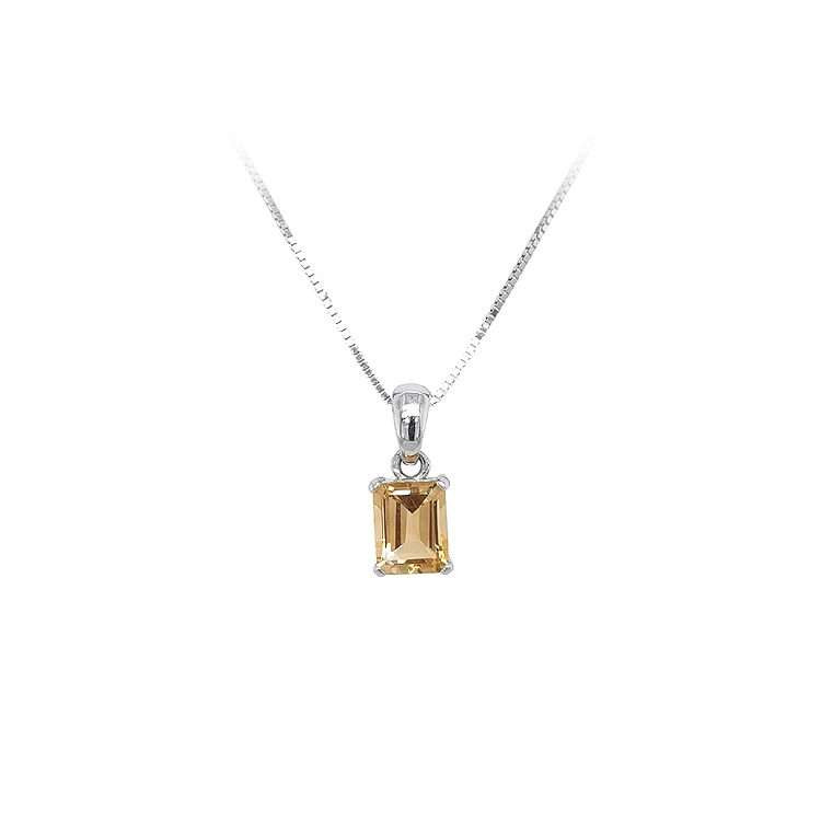 Pendant with Yellow Stone from White Gold