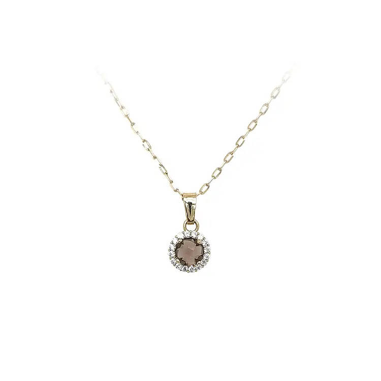 Gold Pendant with Brown Stone