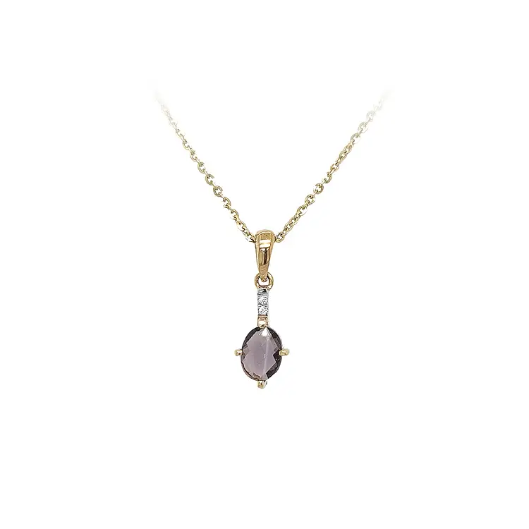 Gold Pendant with Purple Stone