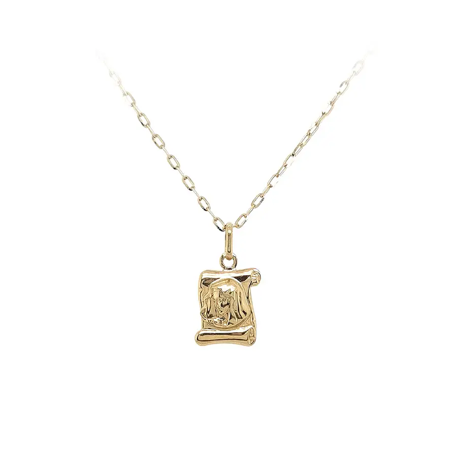 Pendant with Fine Relief of Virgin Mary on Golden Parchment