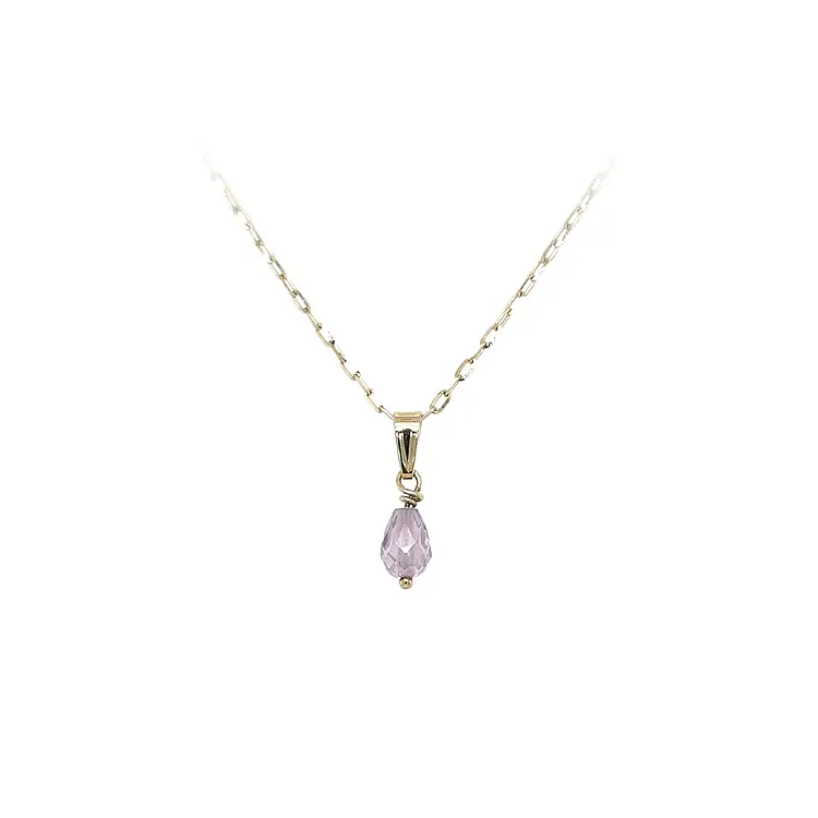 Gold Pendant with Purple Stone