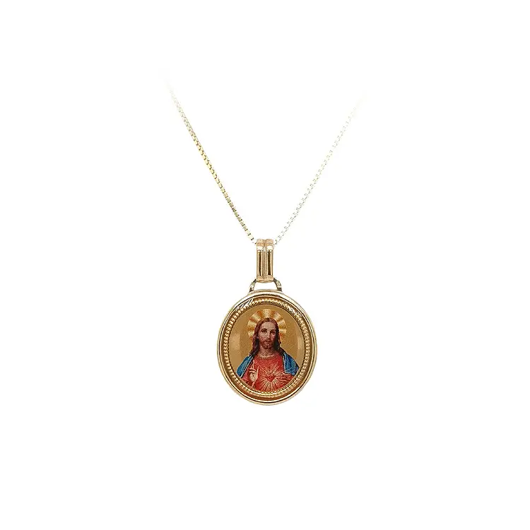 Gold Pendant Medallion Jesus Christ