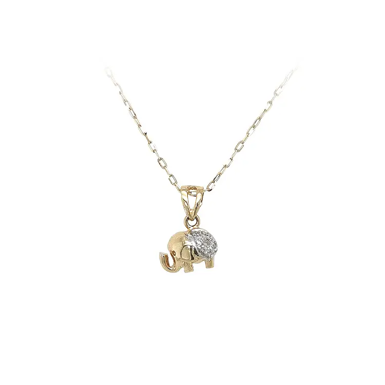 Gold Pendant Elephant with Zircones