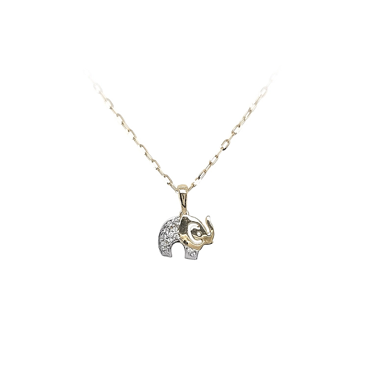 Gold Pendant Elephant with Zircones