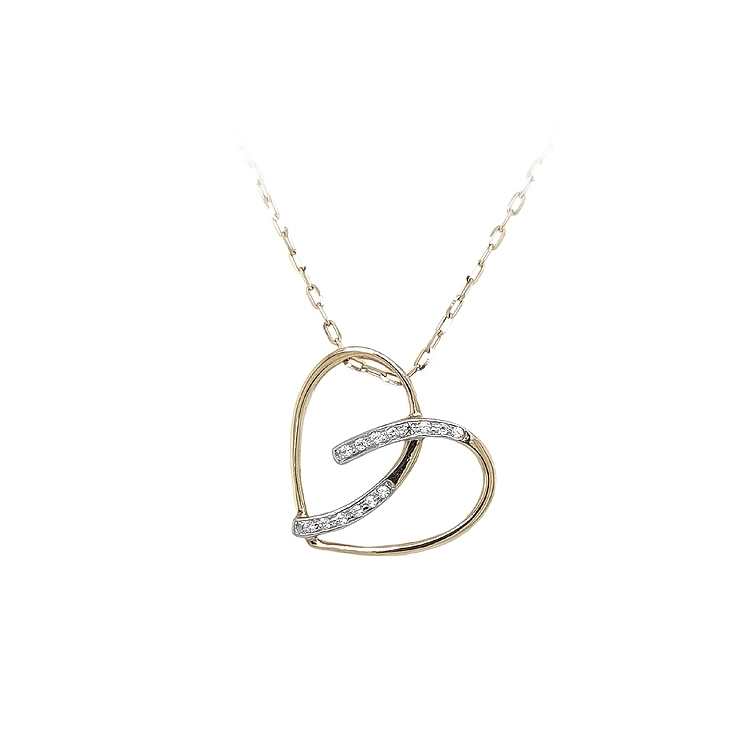 Gold Pendant Heart with Zircons