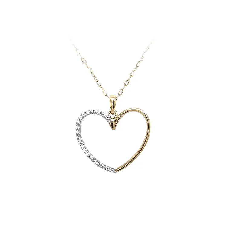 Gold Pendant Heart with Zircons