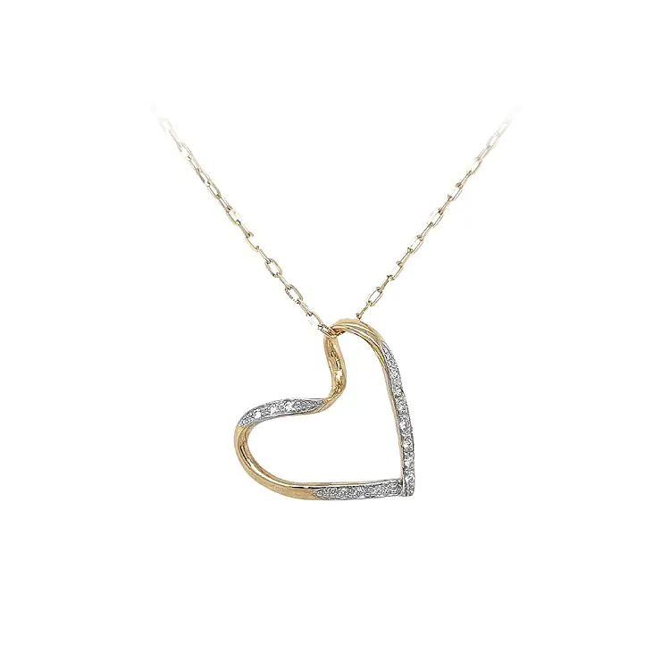 Gold Pendant Heart with Zircons
