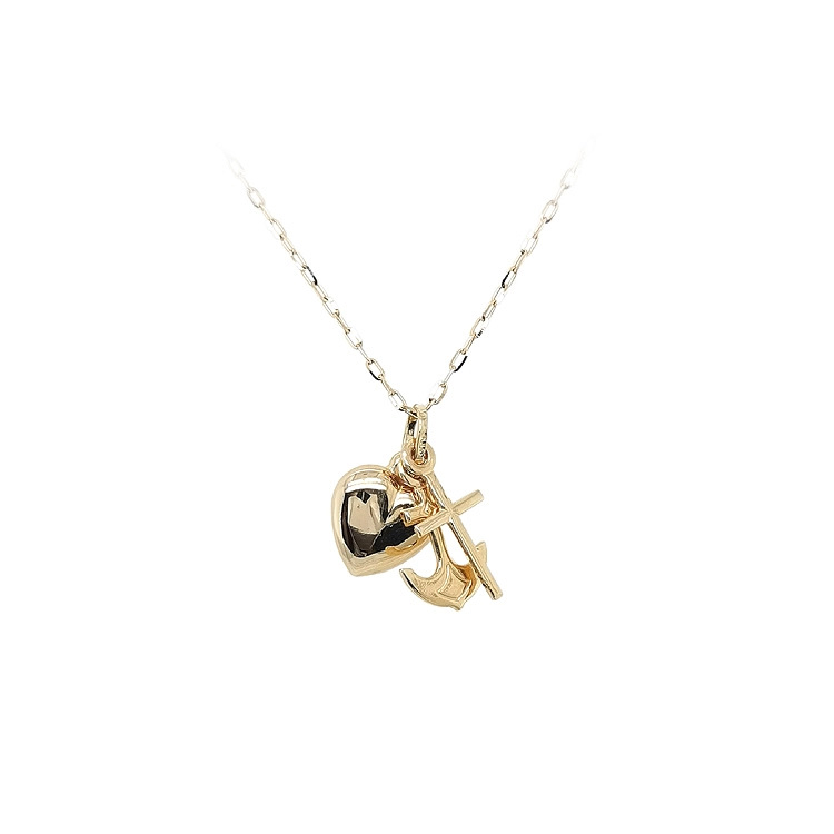 Gold Pendant Heart, Anchor, Cross