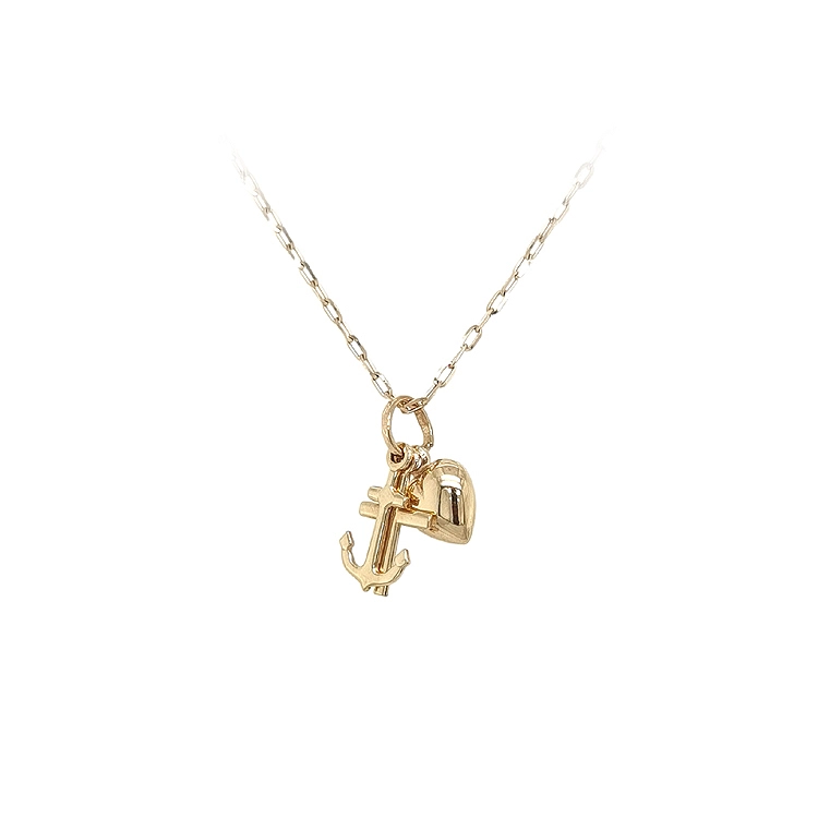 Gold Pendant Heart, Anchor, Cross