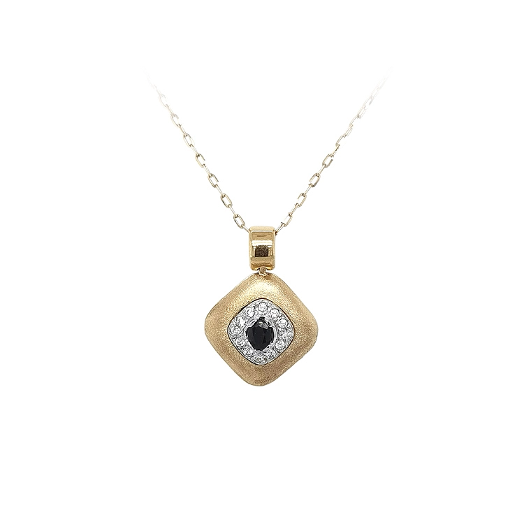Gold Pendant with Black Stone
