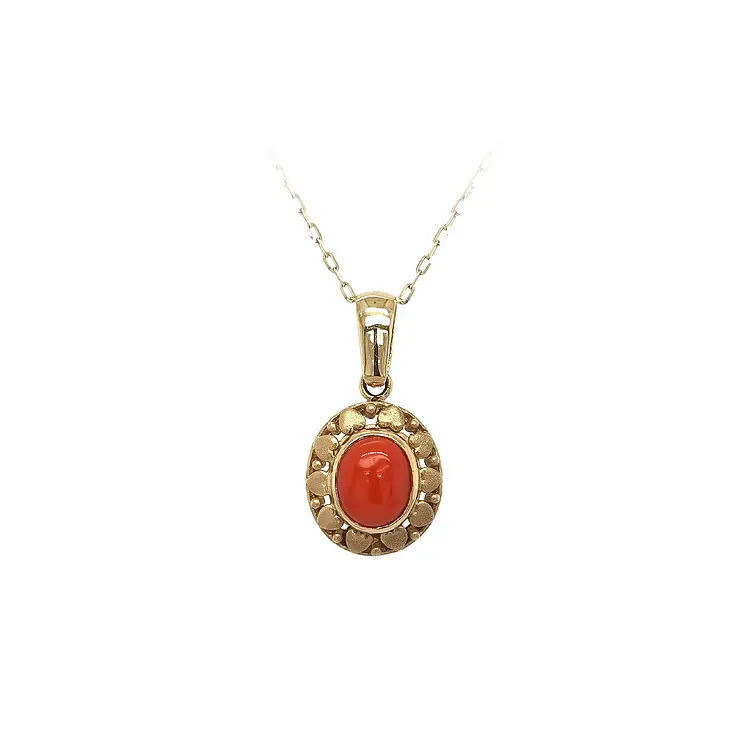 Gold Pendant with Coral