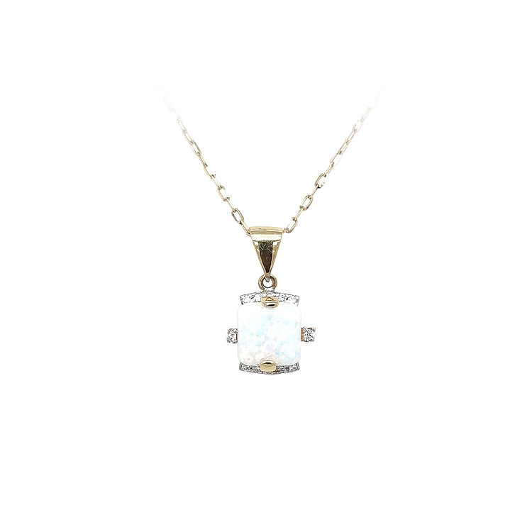 Gold Pendant with Opal and Zircons