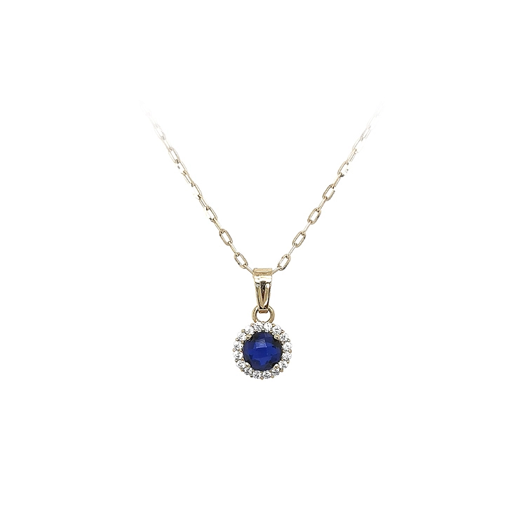 Gold Pendant with Blue Stone