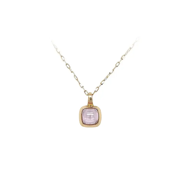 Gold Pendant with Pink Stone
