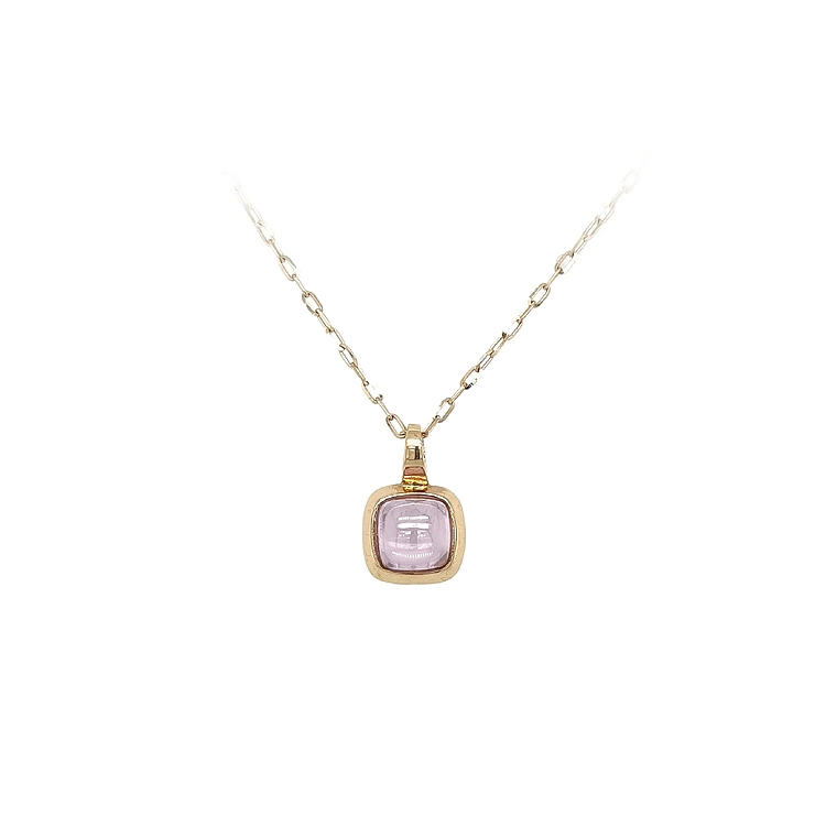 Gold Pendant with Pink Stone
