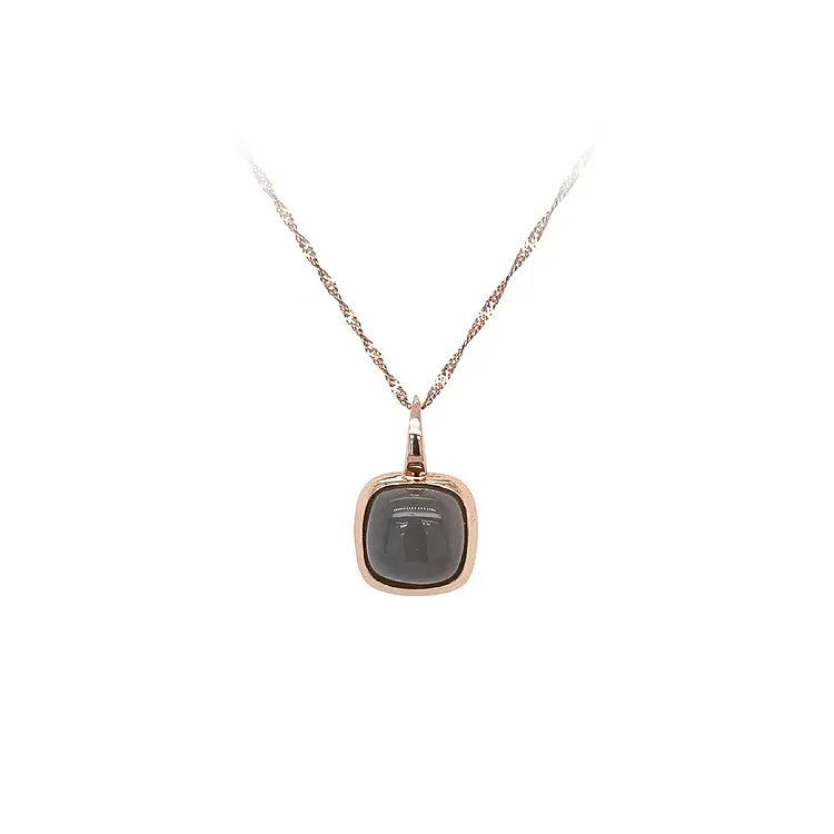 Gold Pendant with Grey Stone