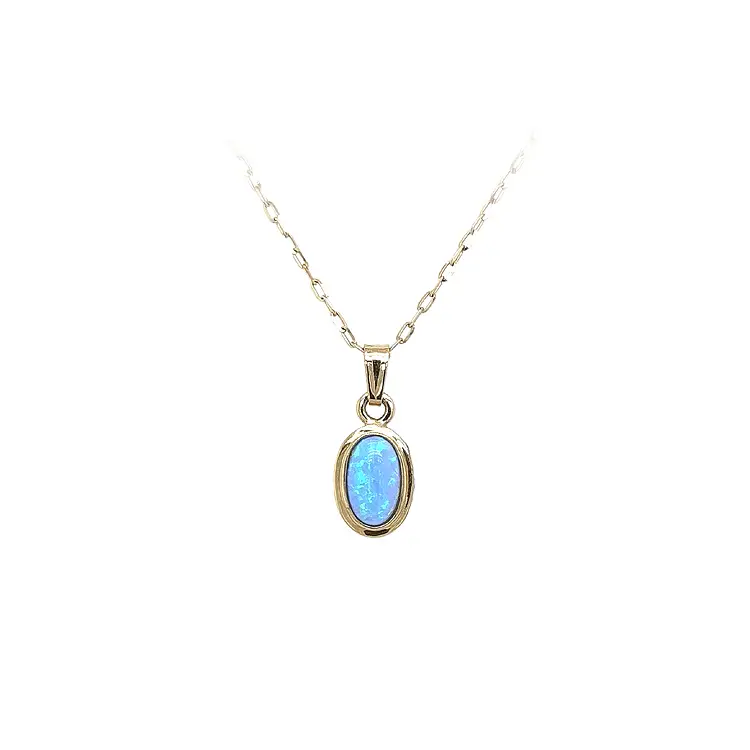 Gold Pendant with Blue Stone