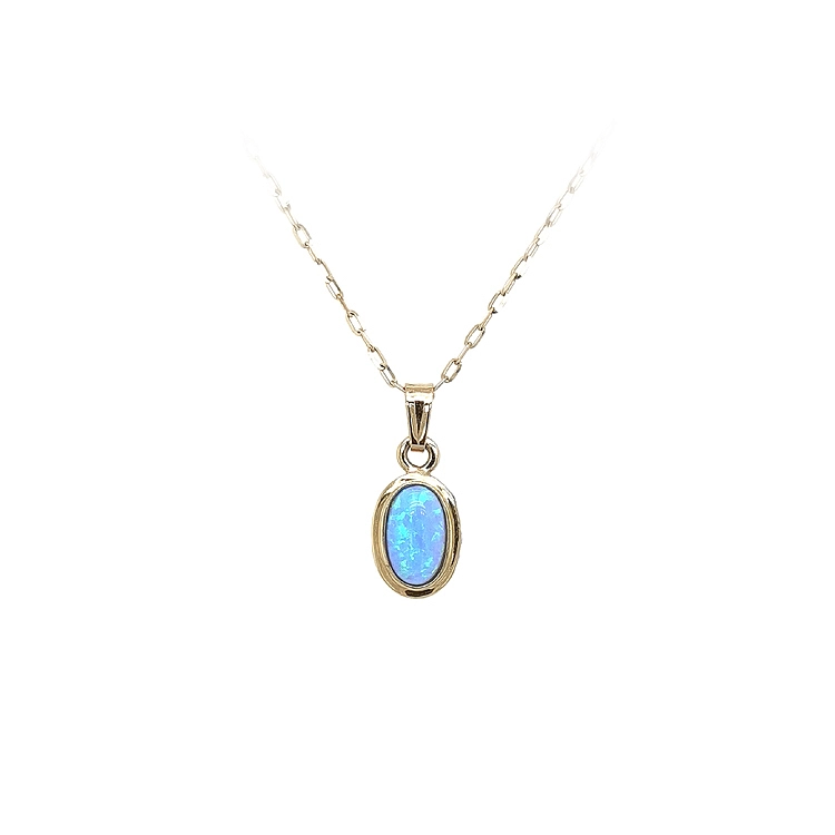 Gold Pendant with Blue Stone