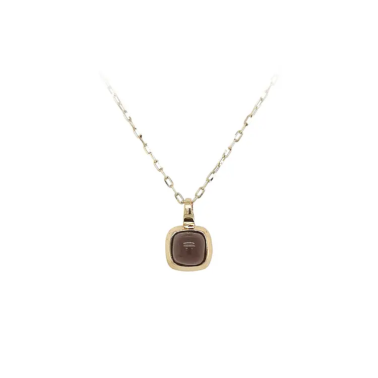Gold Pendant with Brown Stone