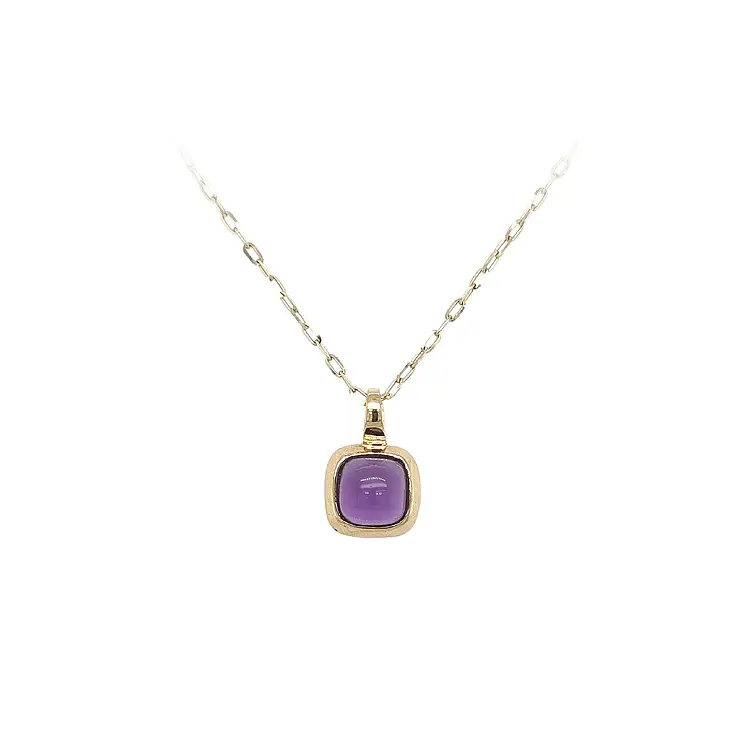 Gold Pendant with Purple Stone