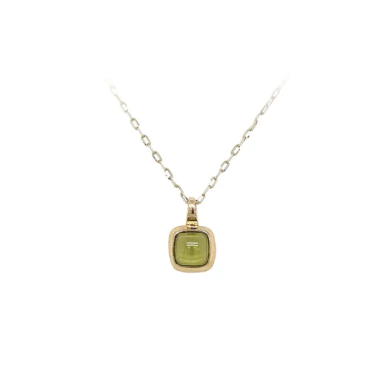 Gold Pendant with Green Stone