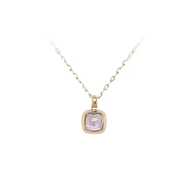 Gold Pendant with Pink Stone