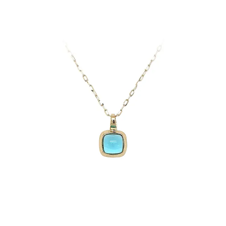 Gold Pendant with Blue Stone