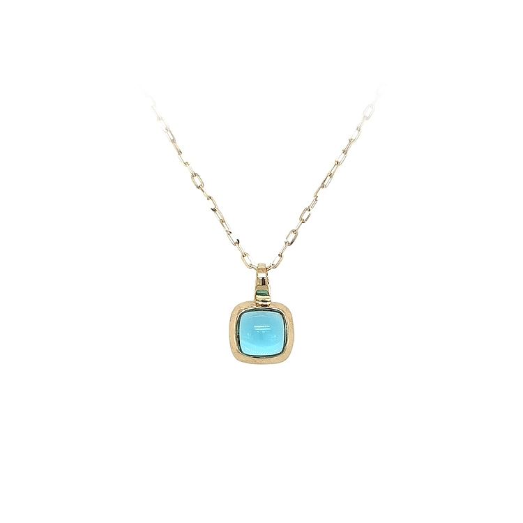 Gold Pendant with Blue Stone