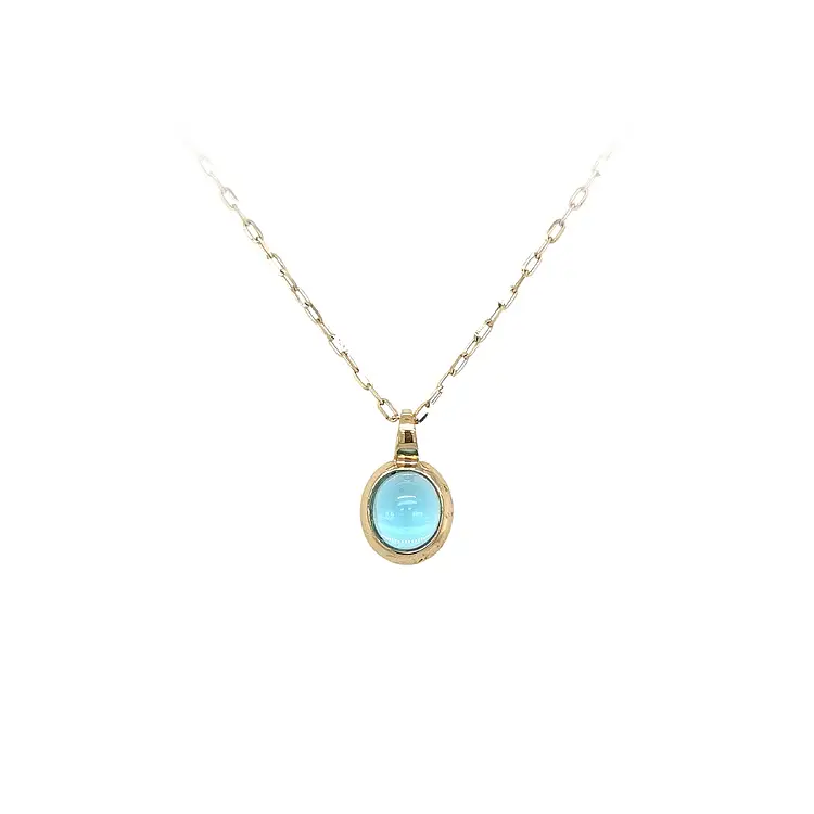 Gold Pendant with Blue Stone