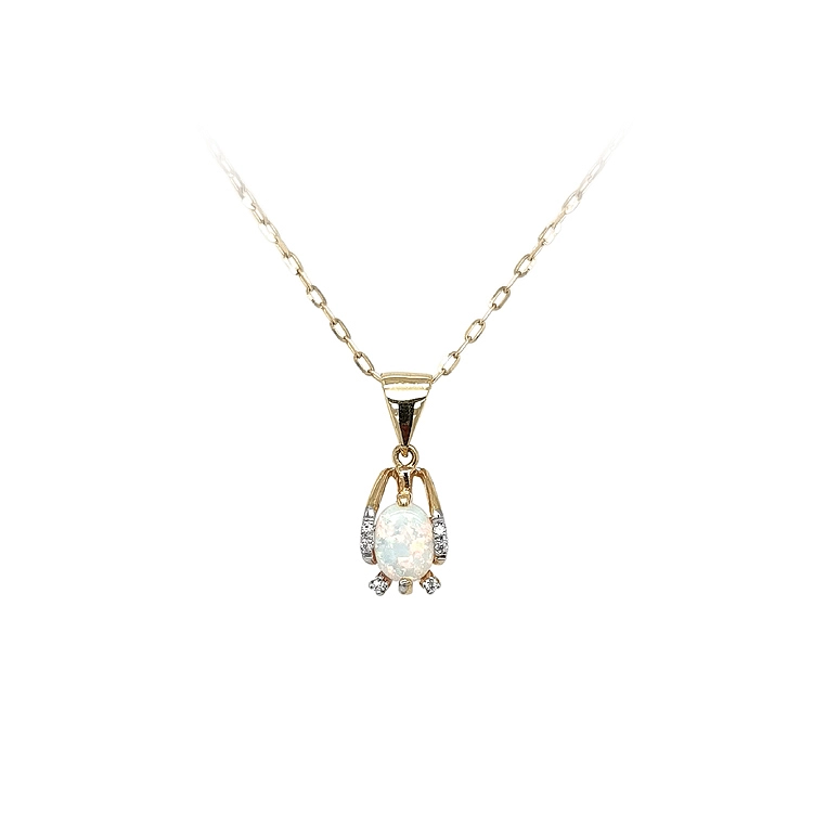 Gold Pendant with Opal and Zircons