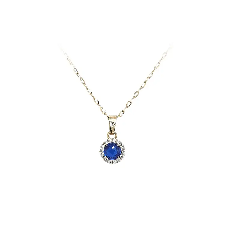 Gold Pendant with Blue Stone