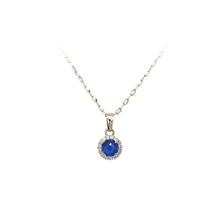 Gold Pendant with Blue Stone