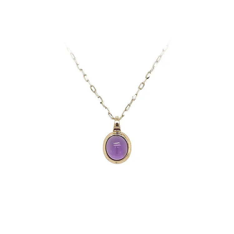 Gold Pendant with Purple Stone