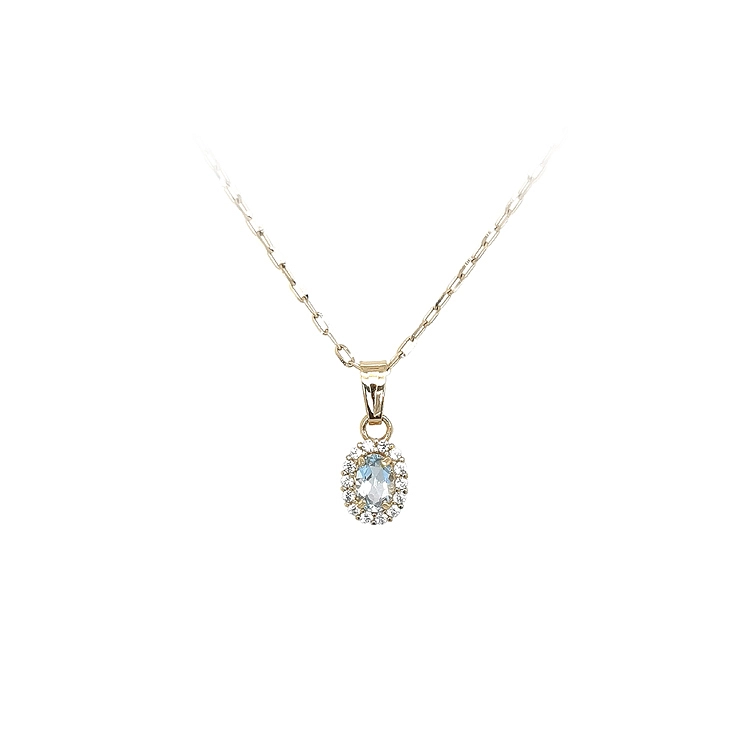 Gold Pendant with Blue Stone