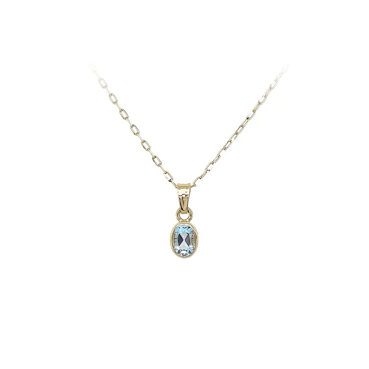 Gold Pendant with Blue Stone
