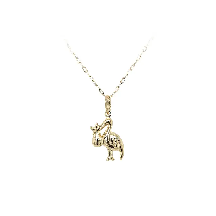 Gold Pendant Stork with Baby