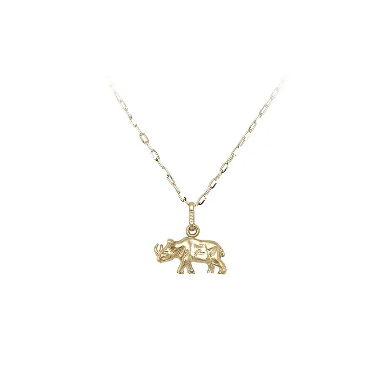 Gold Rhino Pendant