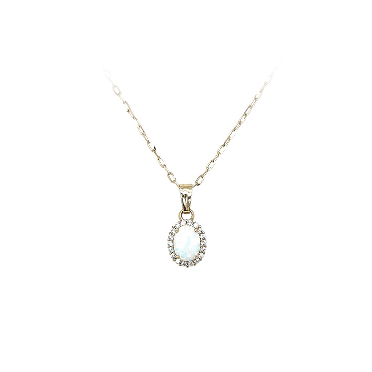 Gold Pendant with Opal and Zircons