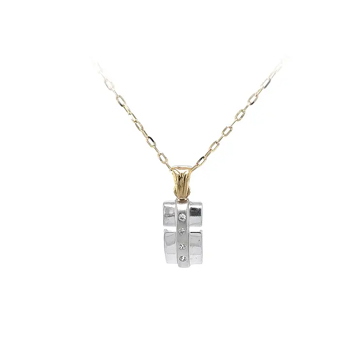 Gold Pendant with Zircons made of Combined Gold