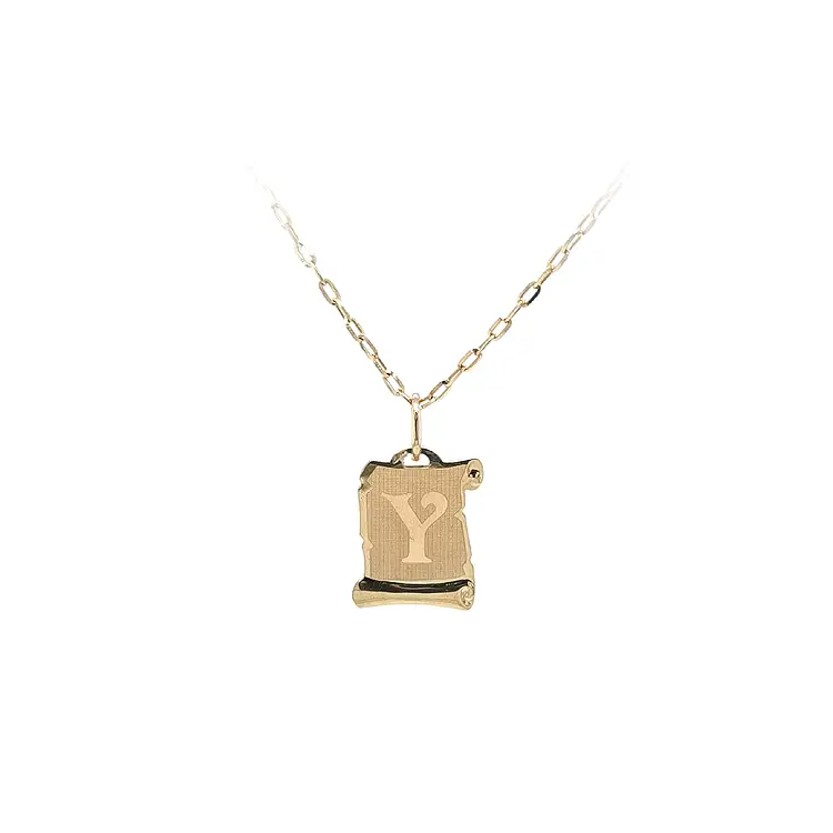 Gold Pendant Parchment Letter Y