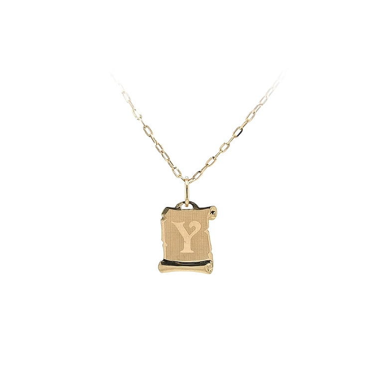 Gold Pendant Parchment Letter Y