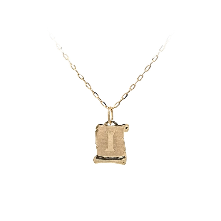 Gold Pendant Parchment Letter I