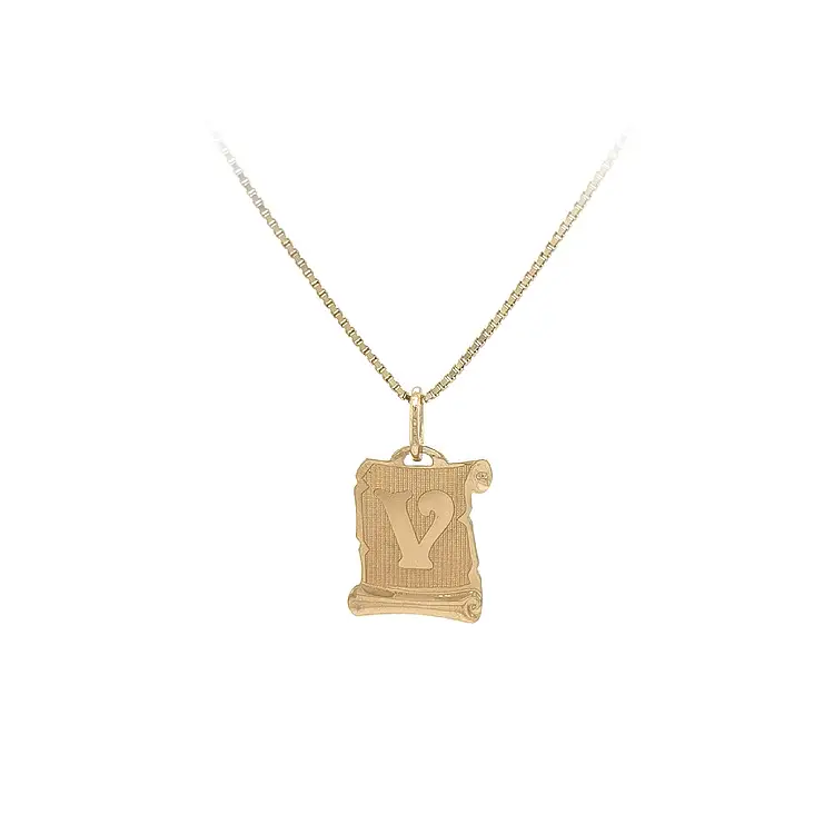 Gold Pendant Letter V