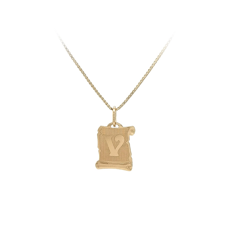 Gold Pendant Letter V