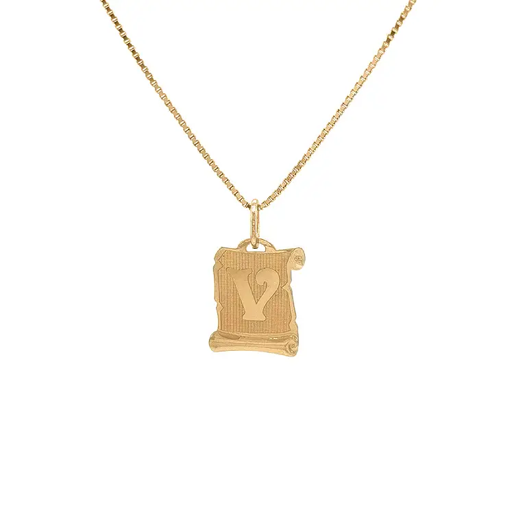 Gold Pendant Letter V