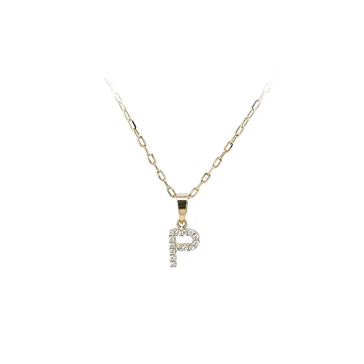 Gold Pendant Letter P with Zircones