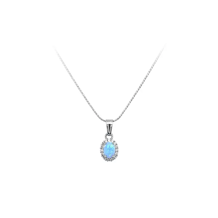 Pendant with Blue Opal and Zircons