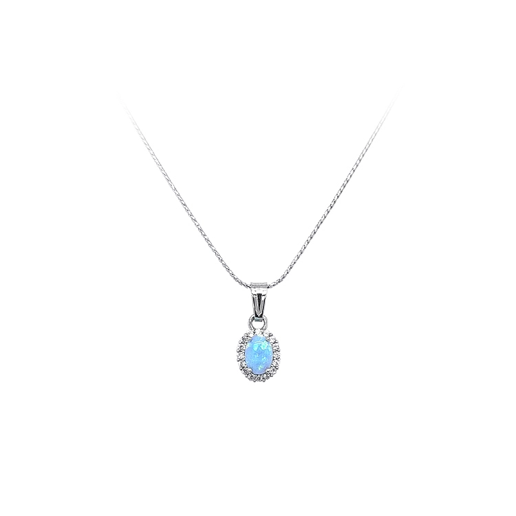 Pendant with Blue Opal and Zircons