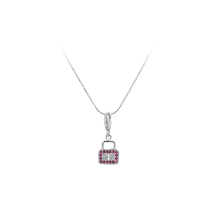 White Gold Padlock Bracelet Pendant