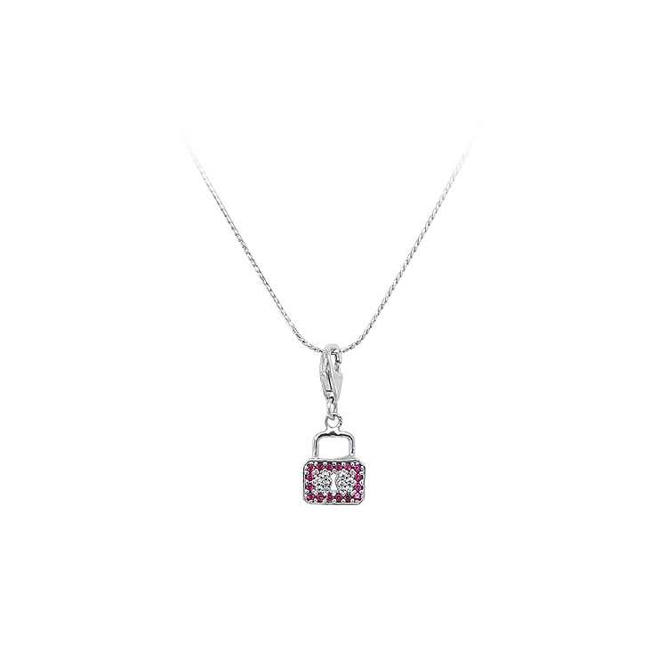 White Gold Padlock Bracelet Pendant